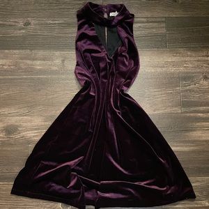 Blu Spero Purple Velvet Halter Dress